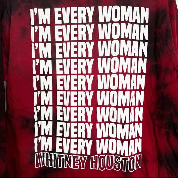 NWOT Whitney Houston I’m Every Woman Tie Dye Long Sleeve T-Shirt Red Women’s M - Picture 5 of 7